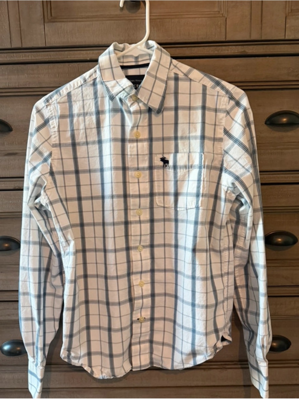 Abercrombie & Fitch White Shirt with Blue Plaid